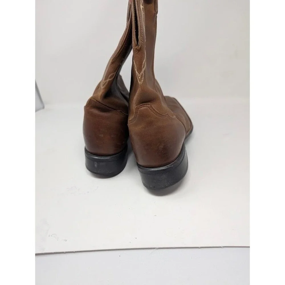Tony Lama‎ Brown western cowboy boots square toe model 7916 sz 10 EE